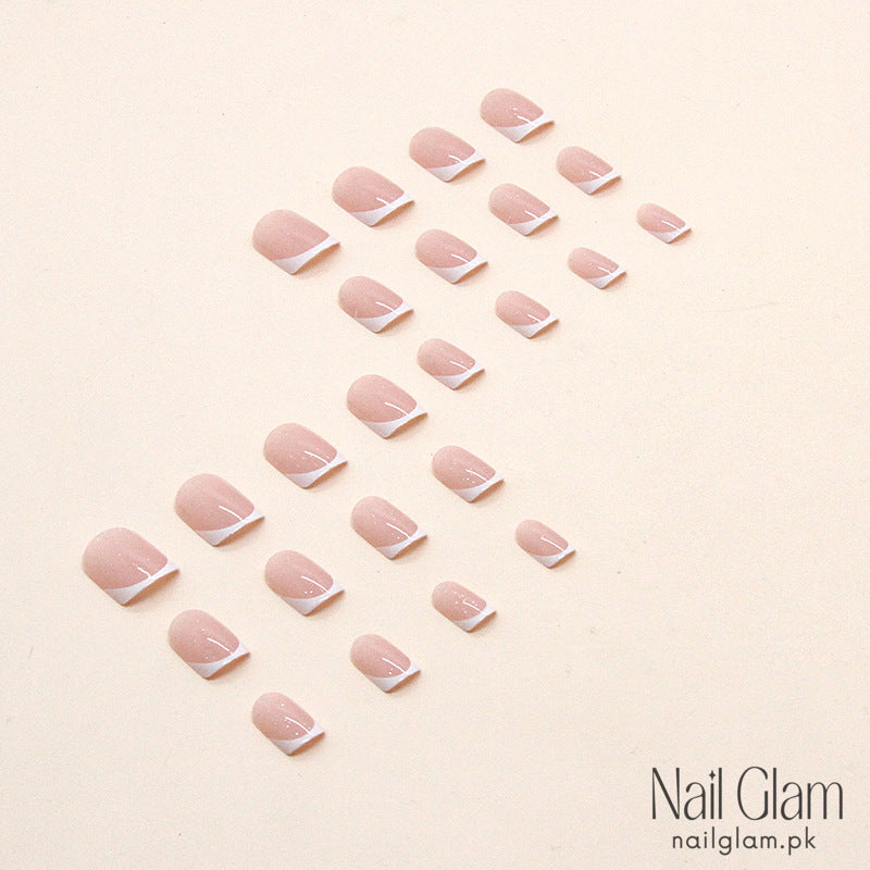 Elegant Square French Tip (24Pcs) - Nail Kit Included