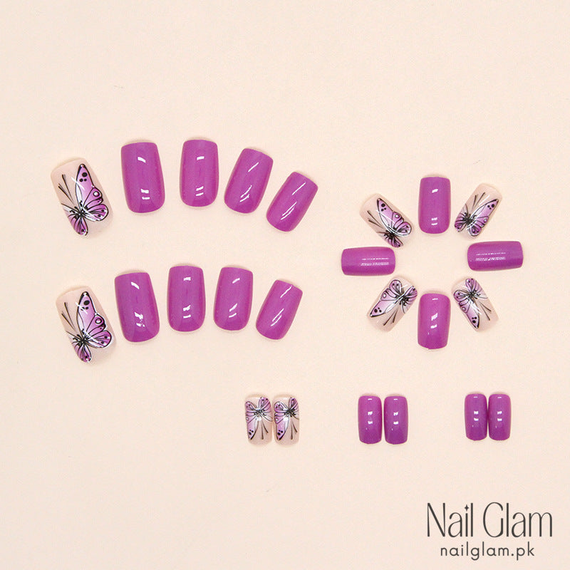 Purple Flutter (24Pcs) - Nail Kit Included