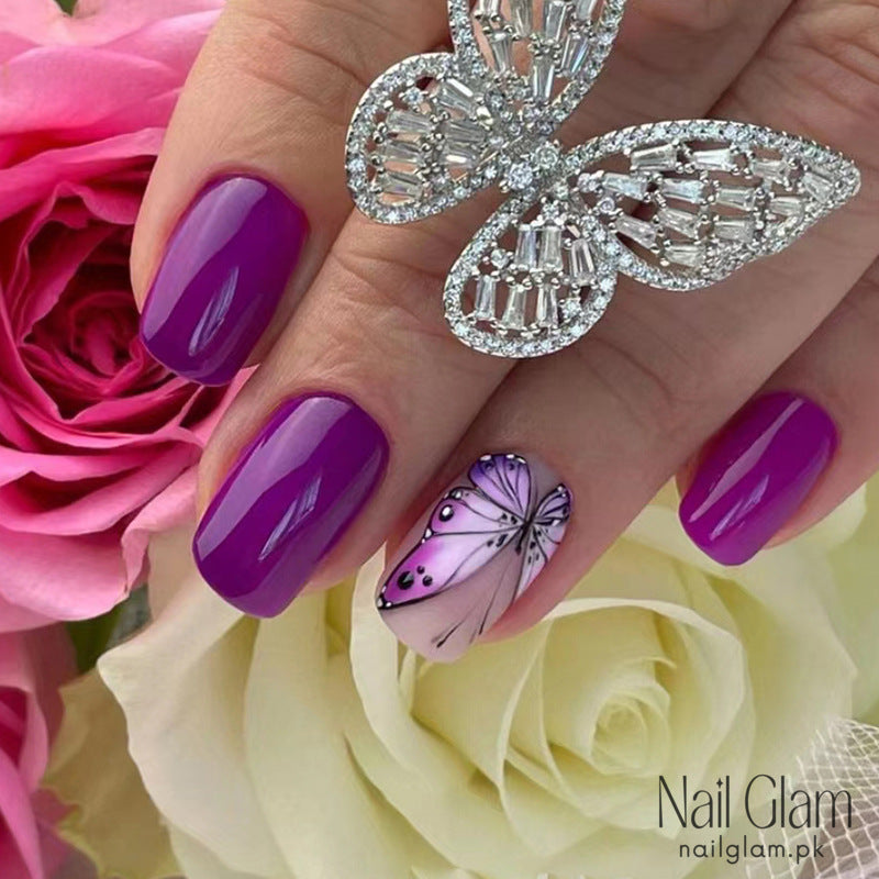 Purple Flutter (24Pcs) - Nail Kit Included
