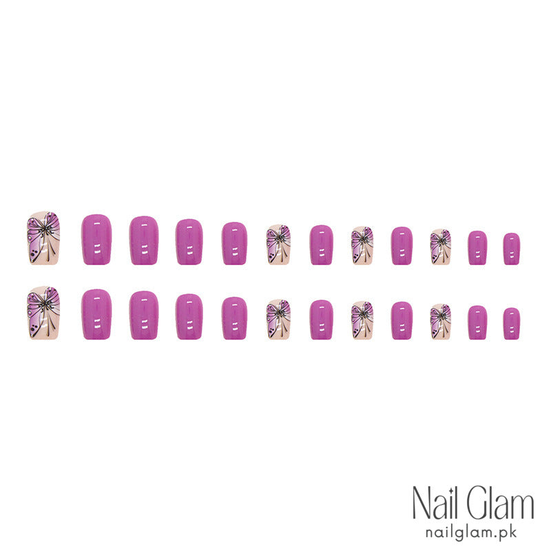 Purple Flutter (24Pcs) - Nail Kit Included