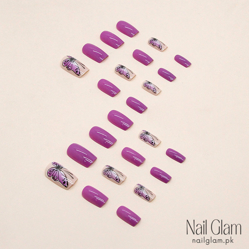 Purple Flutter (24Pcs) - Nail Kit Included