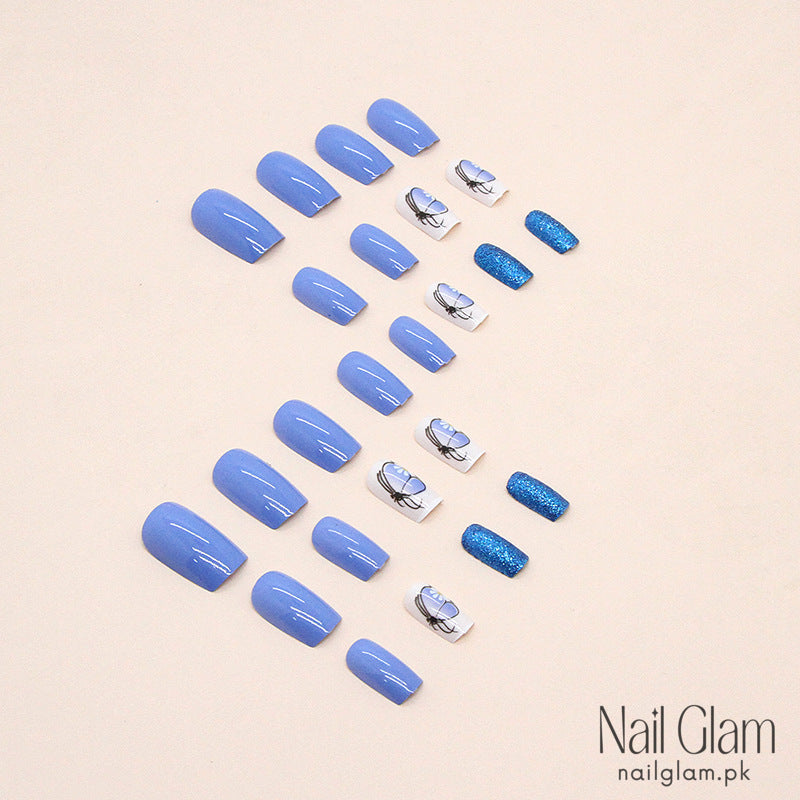 Blue Bloom Elegant Butterfly (24Pcs) - Nail Kit Included