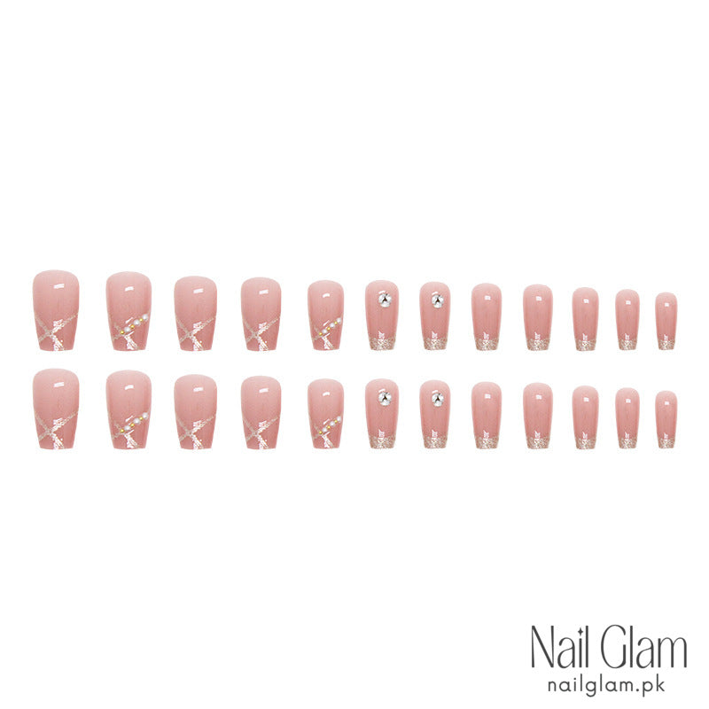 Blush Sparkle Elegance (24Pcs) - Nail Kit Included