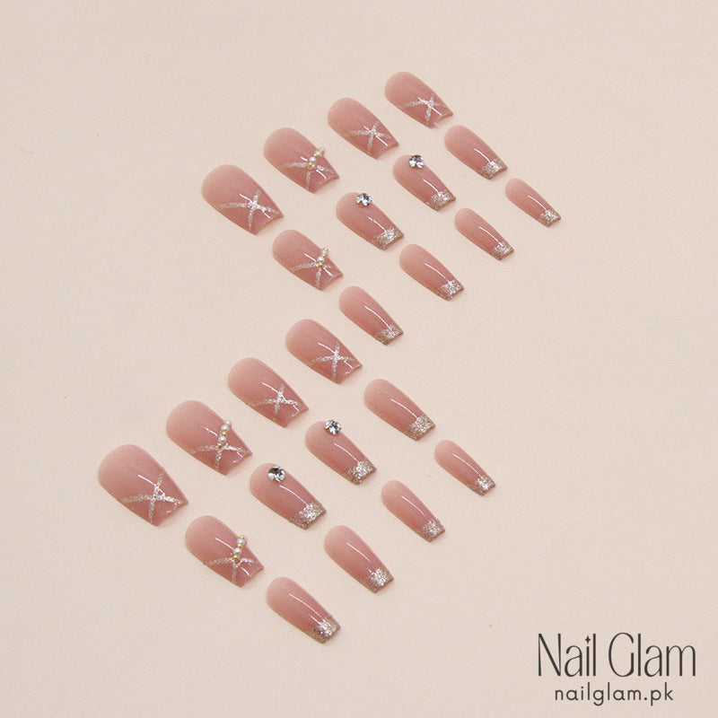 Blush Sparkle Elegance (24Pcs) - Nail Kit Included