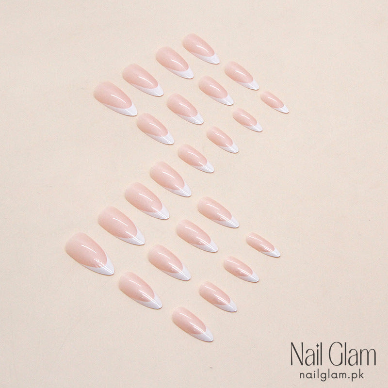 Pearl French Glow Almond (24Pcs) - Nail Kit Included