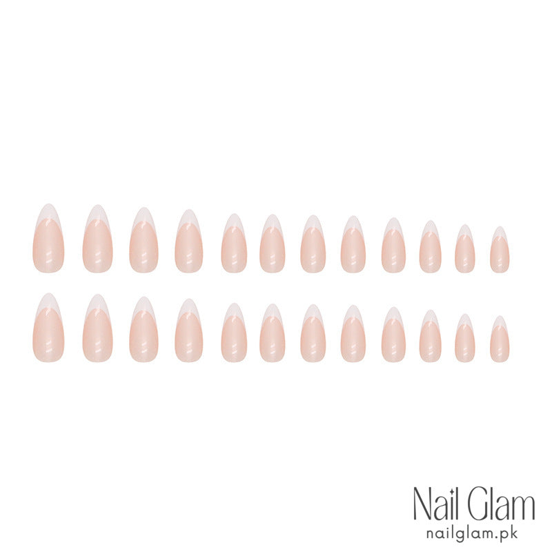 Pearl French Glow Almond (24Pcs) - Nail Kit Included