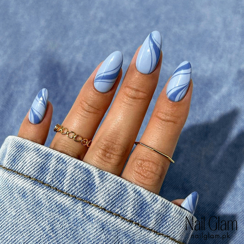 Azure Wave (24Pcs) - Nail Kit Included