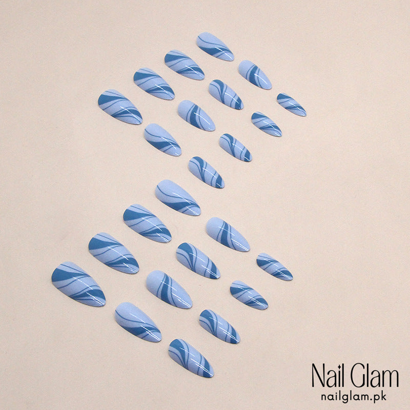 Azure Wave (24Pcs) - Nail Kit Included