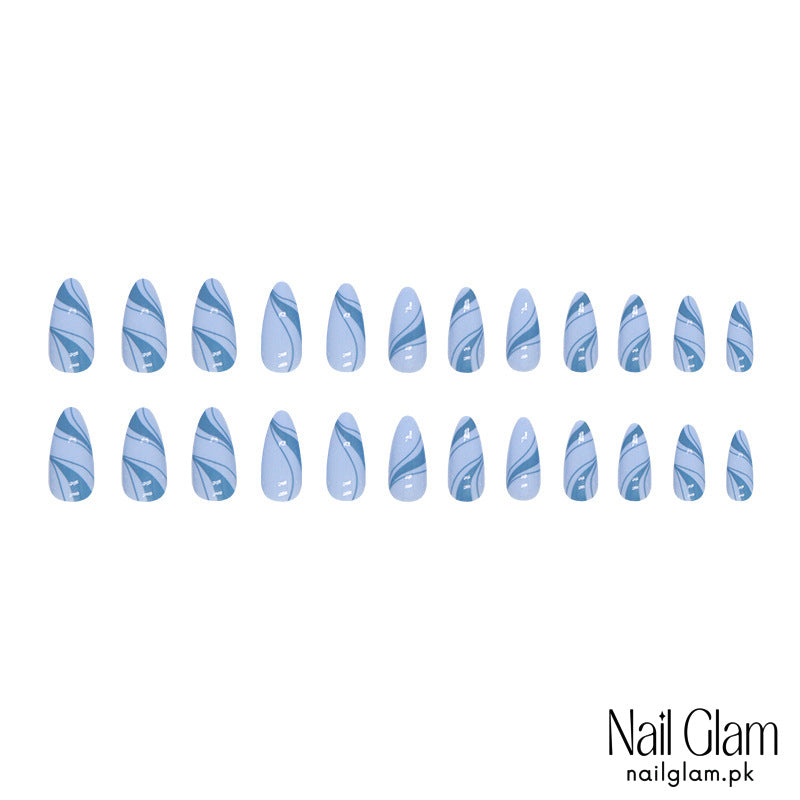Azure Wave (24Pcs) - Nail Kit Included