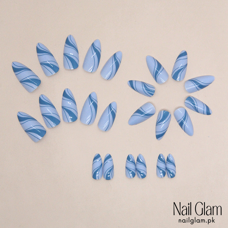 Azure Wave (24Pcs) - Nail Kit Included