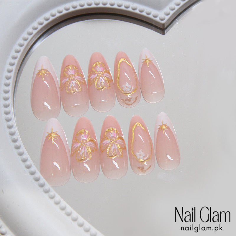 Golden Blossoms (24Pcs) - Nail Kit Included