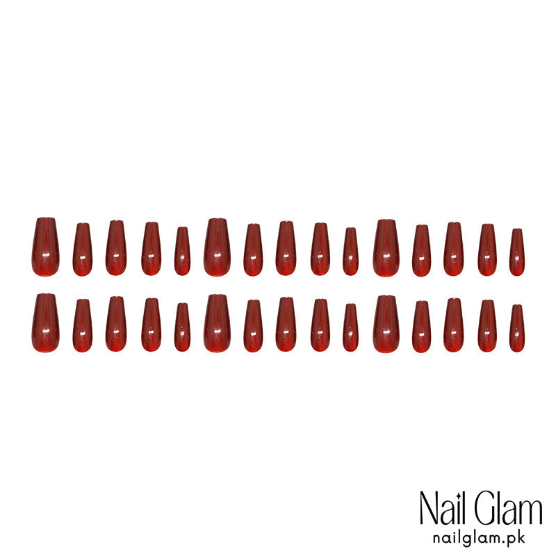 Crimson Elegance (30Pcs) - Nail Kit Included