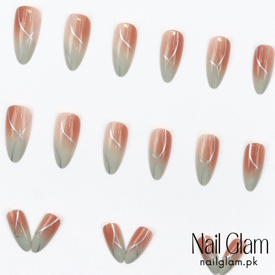 Press-On Nails with a Soothing Design (24Pcs) - Application Kit Included