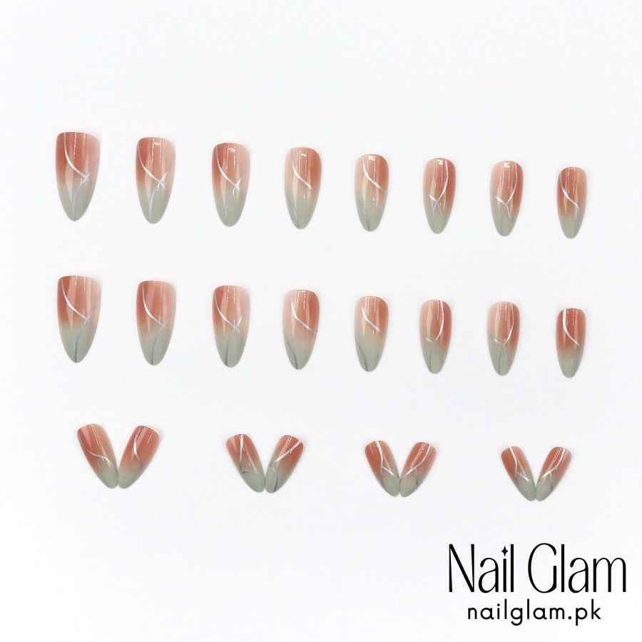 Press-On Nails with a Soothing Design (24Pcs) - Application Kit Included