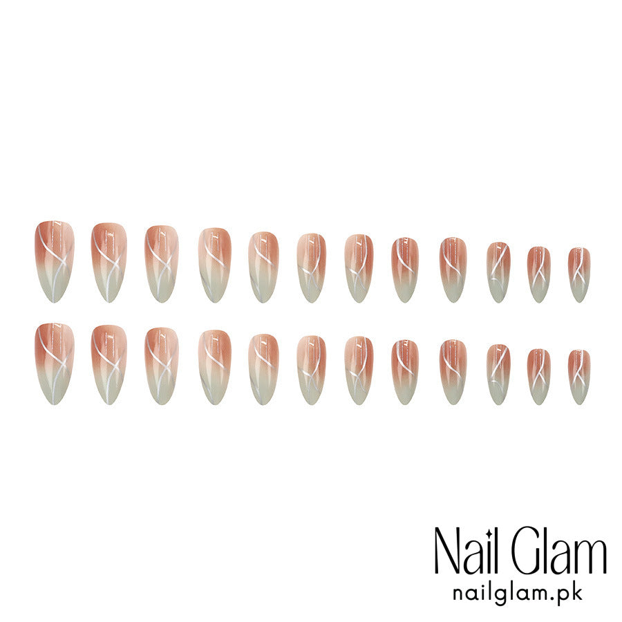 Press-On Nails with a Soothing Design (24Pcs) - Application Kit Included