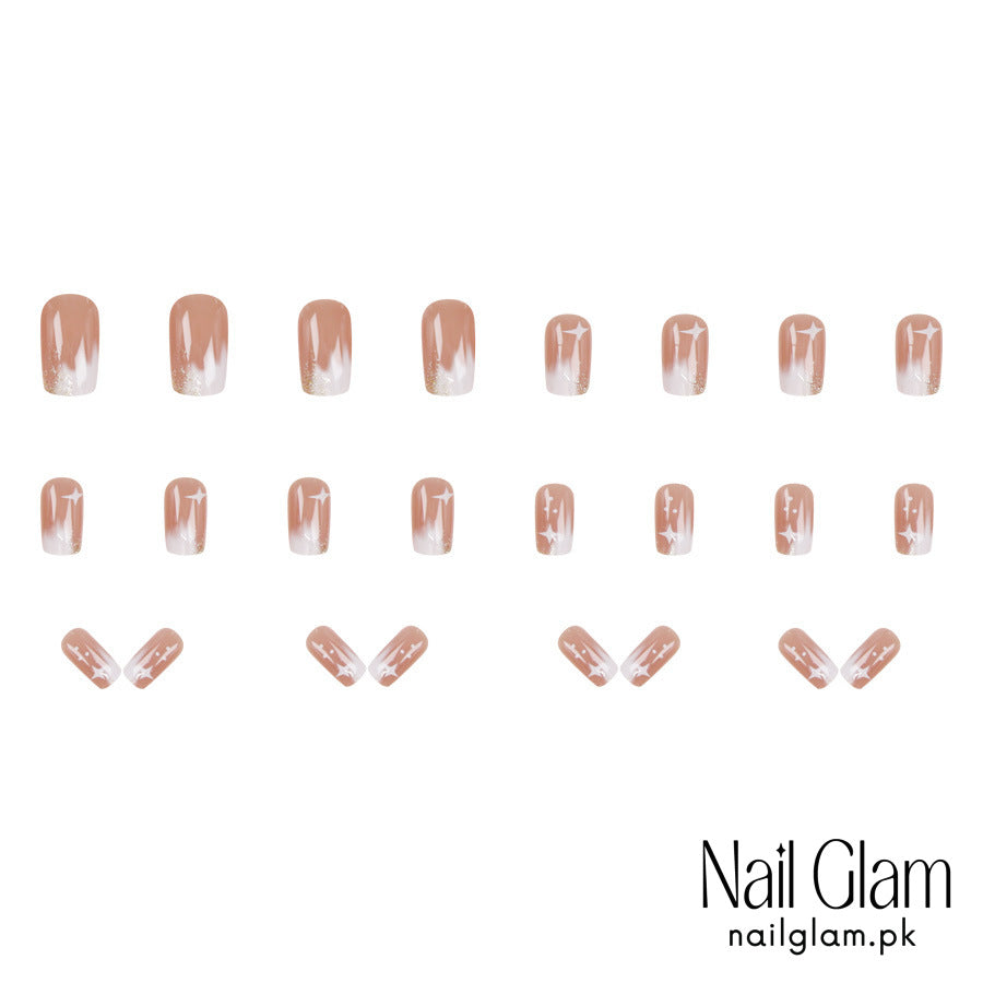 Press-On Nails with a Celestial Touch (24Pcs) - Application Kit Included