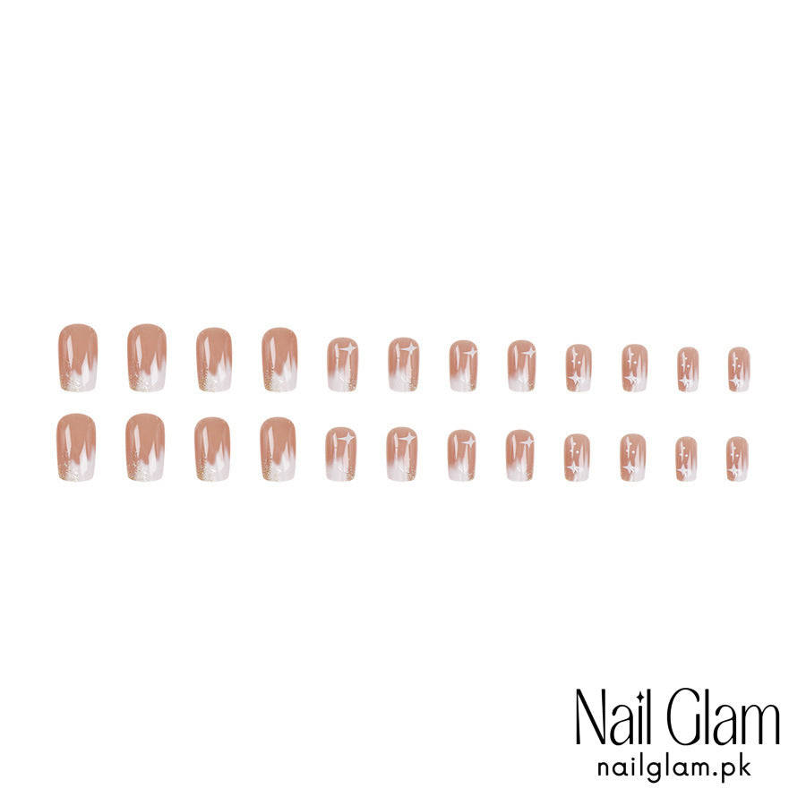 Press-On Nails with a Celestial Touch (24Pcs) - Application Kit Included