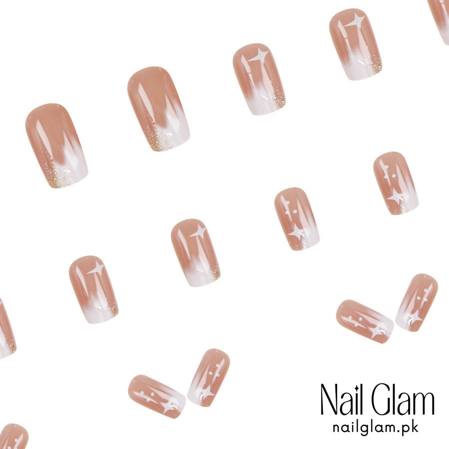 Press-On Nails with a Celestial Touch (24Pcs) - Application Kit Included