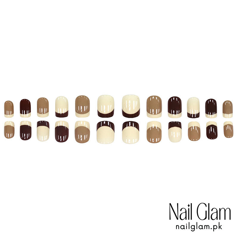 Press-On Nails with a Chic French Tip (24Pcs) - Free Nail Kit Included