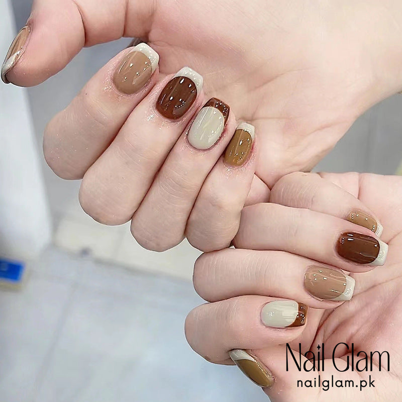 Press-On Nails with a Chic French Tip (24Pcs) - Free Nail Kit Included