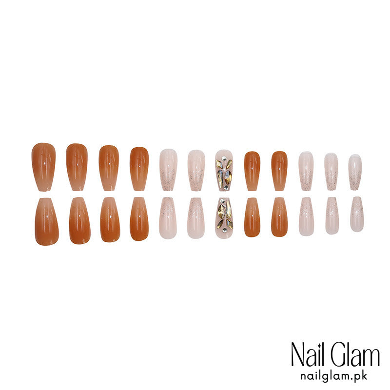 Amber Aura Press-On Nails (24Pcs) - Application Kit Included