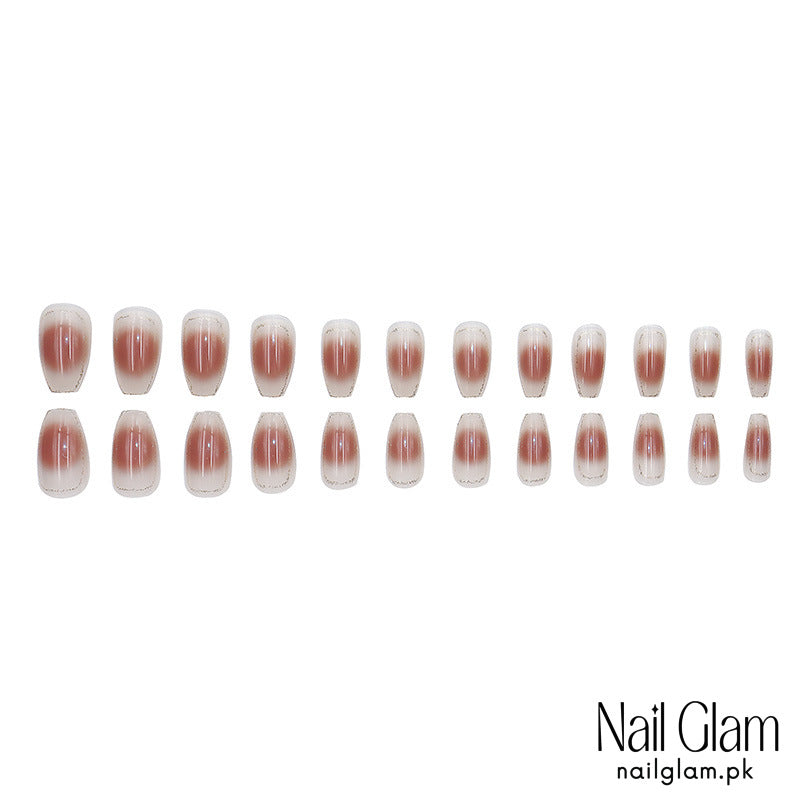 Cocoa Gradient Press-On Nails (24Pcs) - Application Kit Included