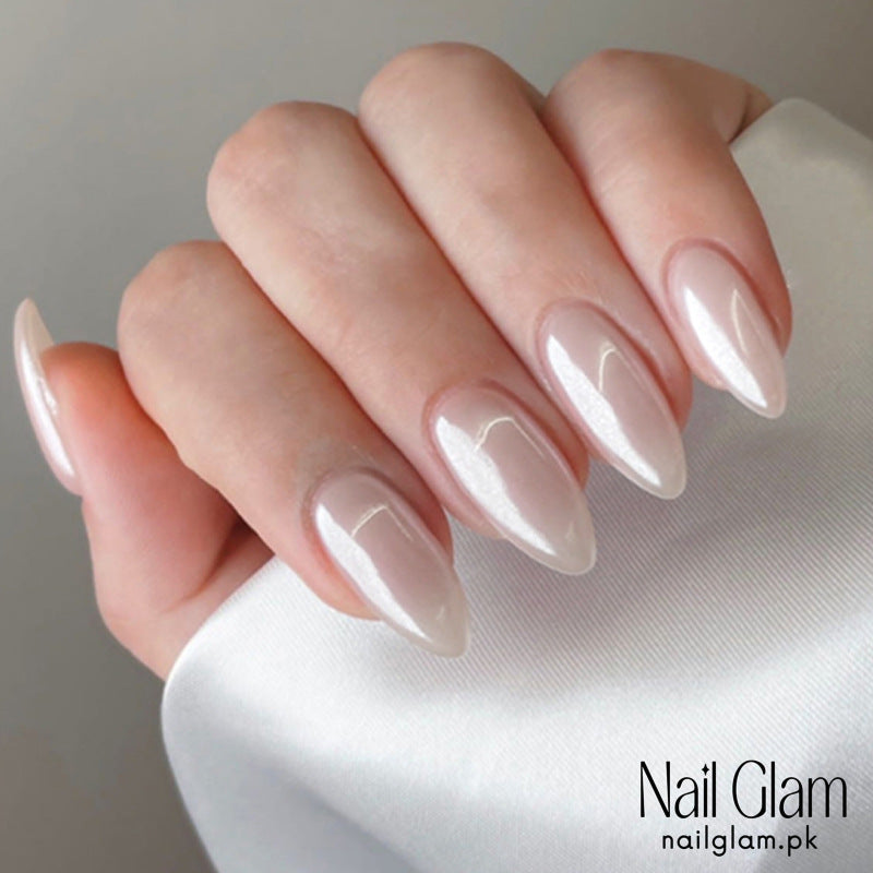 Nail Glam 410 - Ivory Elegance (24Pcs) - Application Kit Included