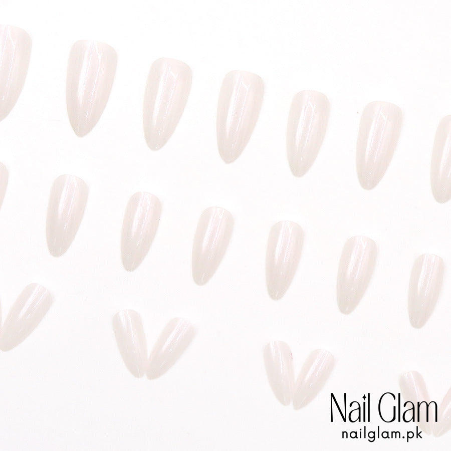 Nail Glam 410 - Ivory Elegance (24Pcs) - Application Kit Included