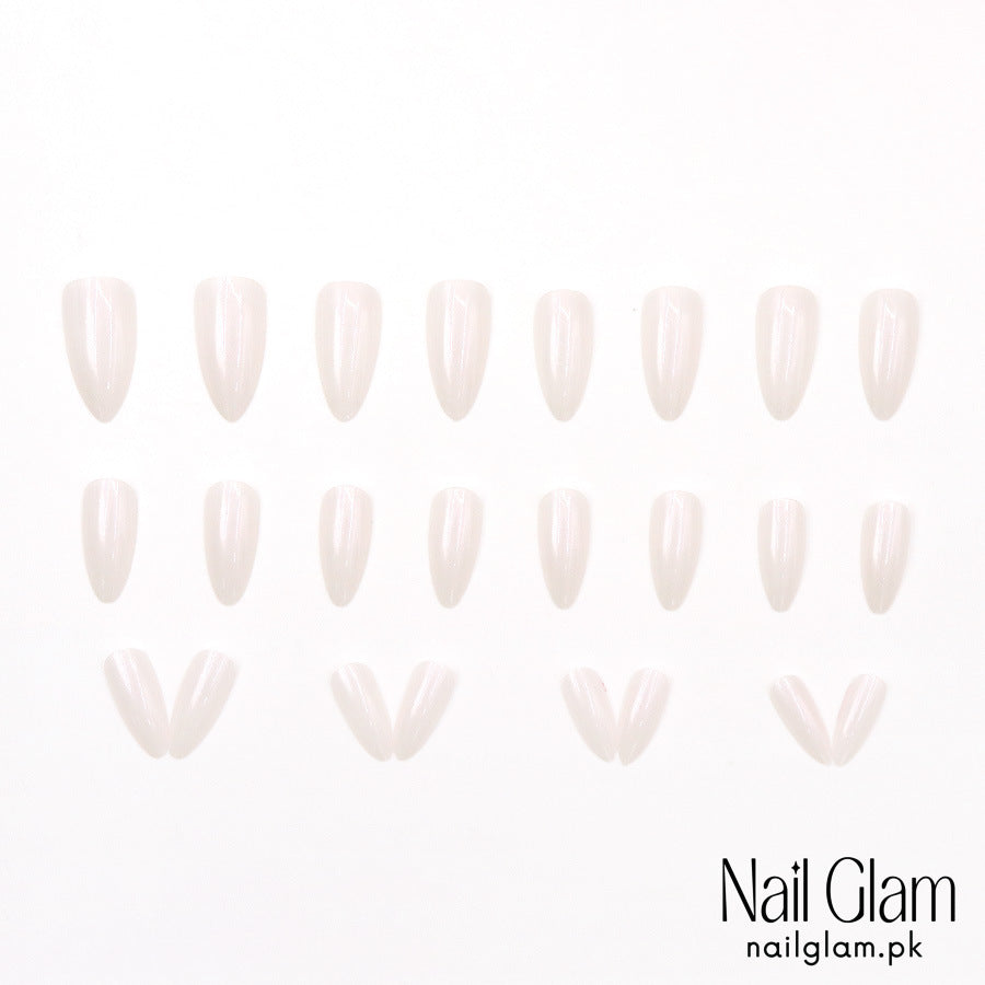 Nail Glam 410 - Ivory Elegance (24Pcs) - Application Kit Included