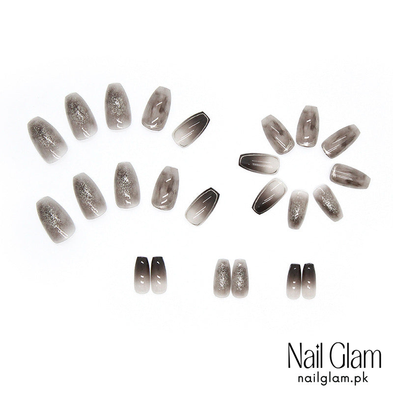 Nail Glam 413 - Gradient Sparkle (24Pcs) - Application Kit Included