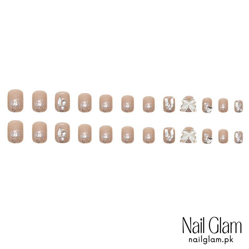 Nail Glam 415 - Elegance in Bloom (24Pcs) - Application Kit Included