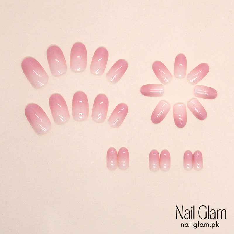 Nail Glam 417 - Soft Pink Opulence (24Pcs) - Application Kit Included
