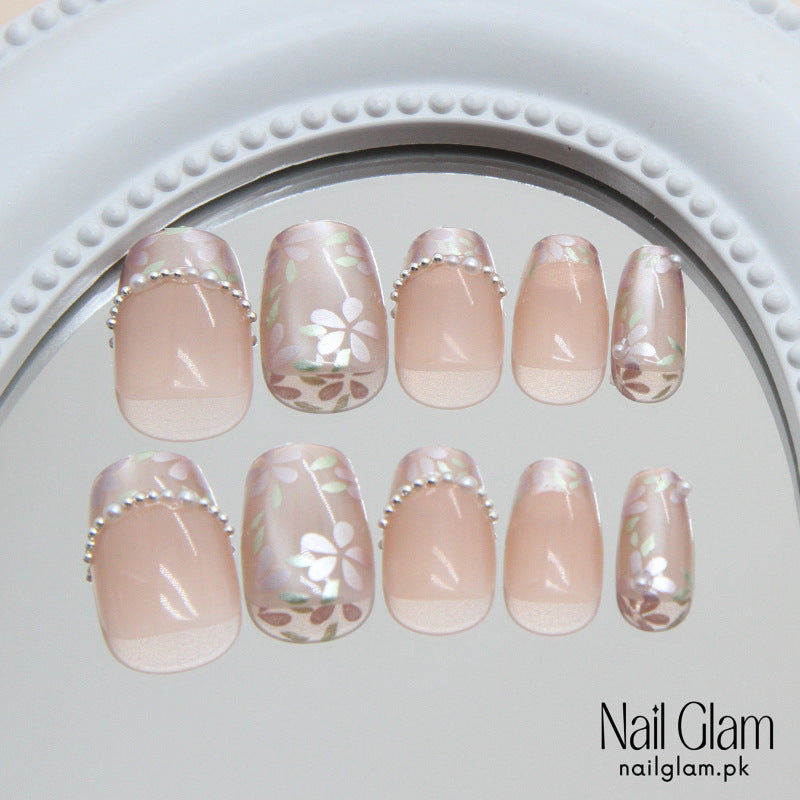 Nail Glam 422 - Milky Aura (24Pcs) - Application Kit Included