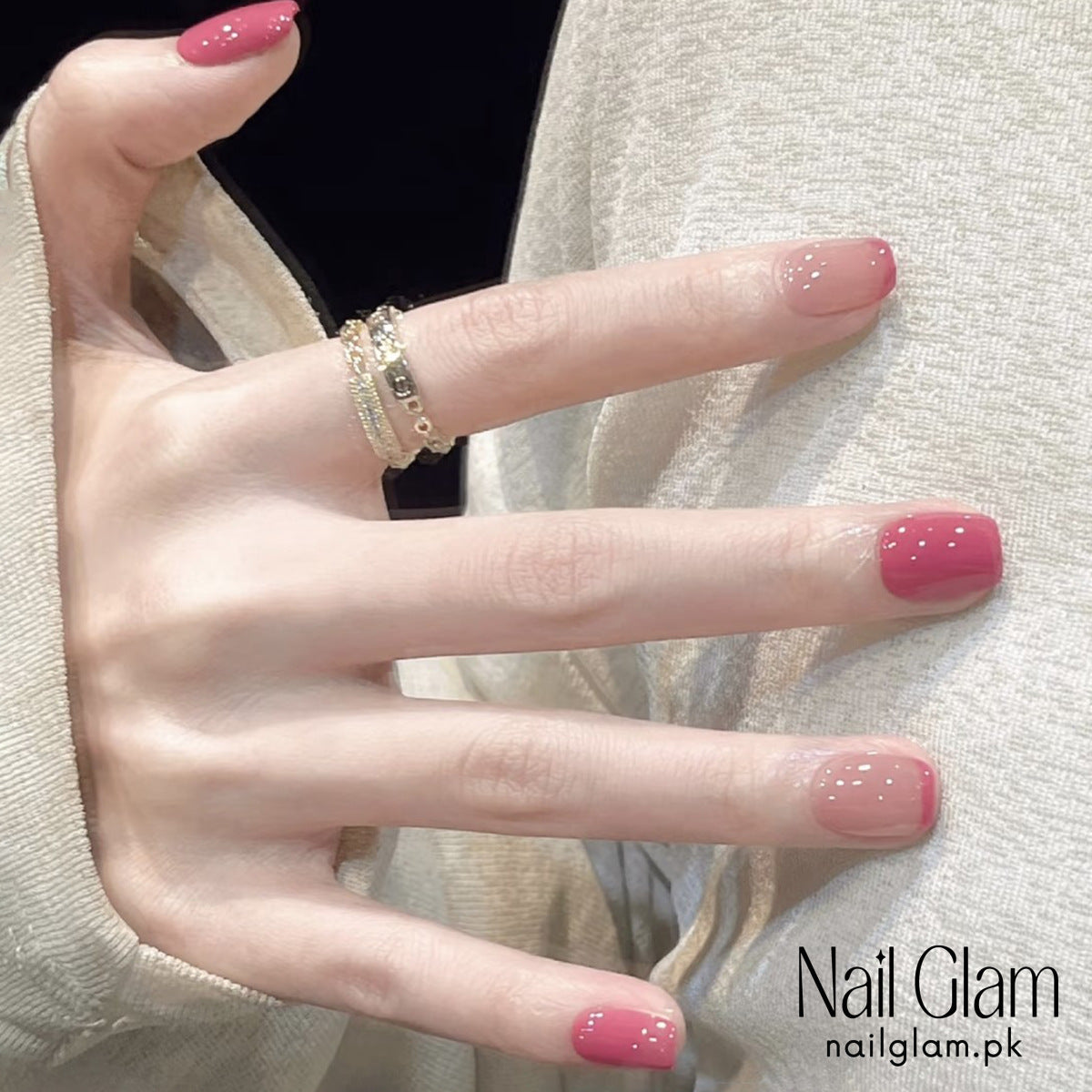 Nail Glam 426 - Gradient Pink & Nude (24Pcs) - Application Kit Included