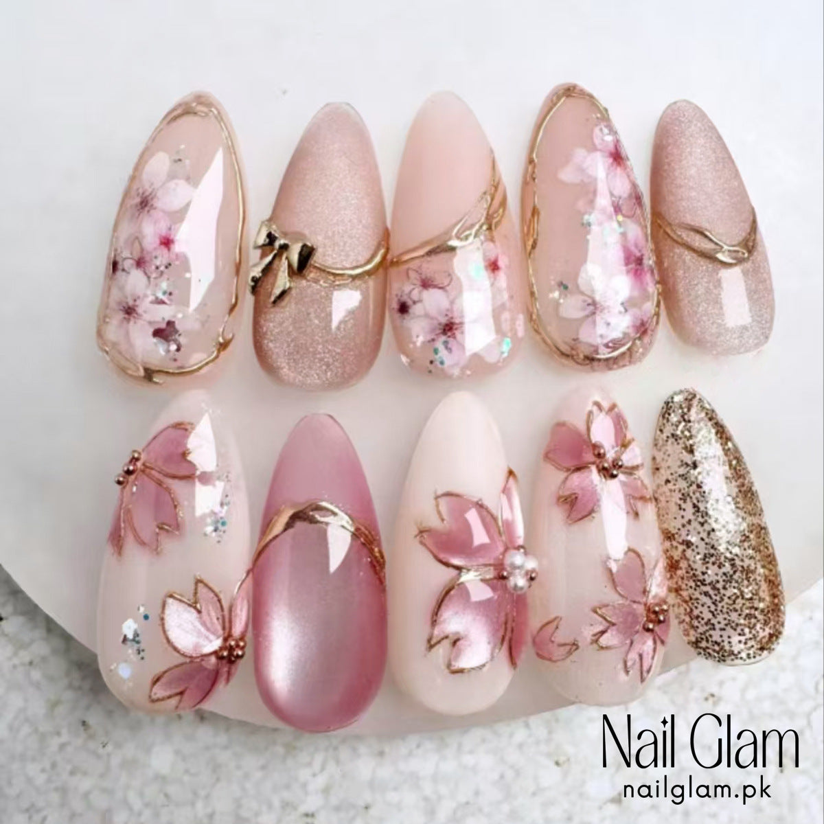 Nail Glam 427 - Dusty Rose Silk (24Pcs) - Application Kit Included