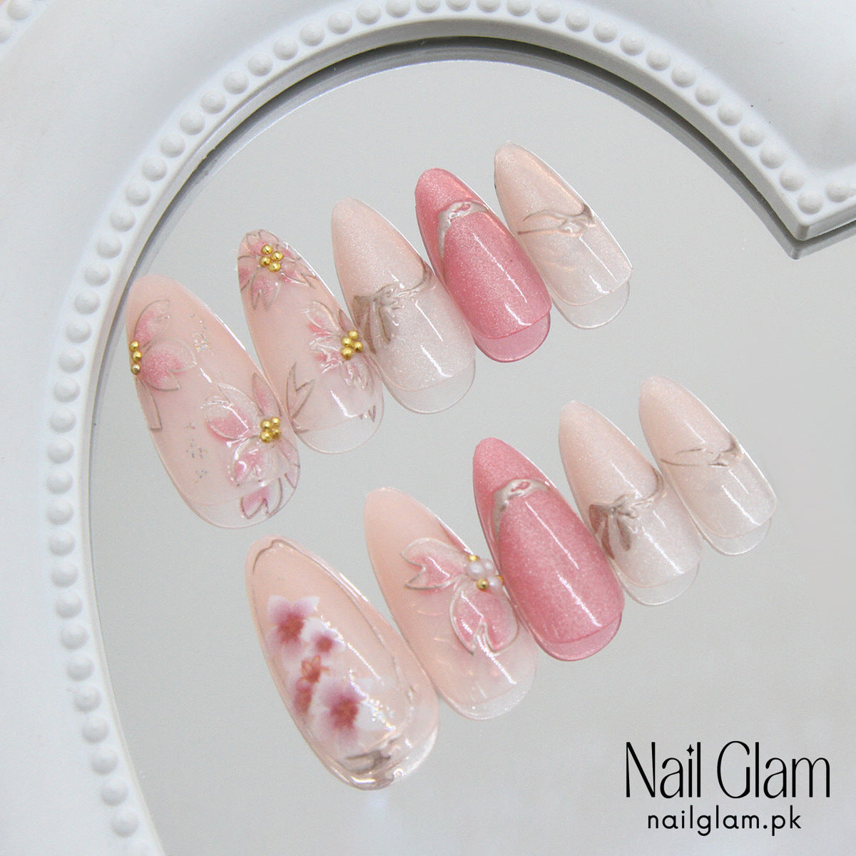 Nail Glam 427 - Dusty Rose Silk (24Pcs) - Application Kit Included