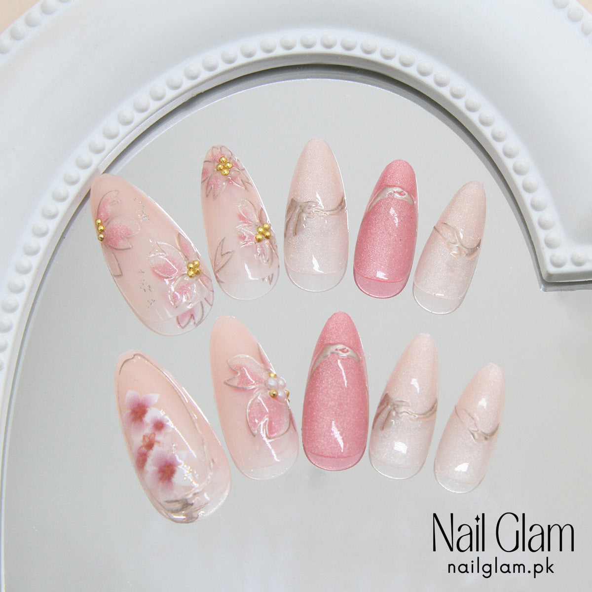 Nail Glam 427 - Dusty Rose Silk (24Pcs) - Application Kit Included