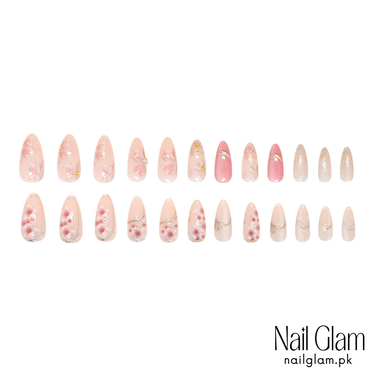 Nail Glam 427 - Dusty Rose Silk (24Pcs) - Application Kit Included