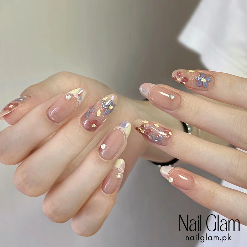 Nail Glam 433 - Flower Petal Polish (30Pcs) - Application Kit Included