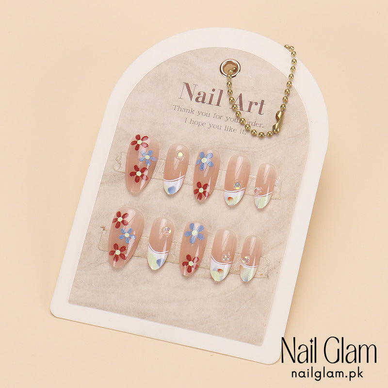 Nail Glam 433 - Flower Petal Polish (30Pcs) - Application Kit Included