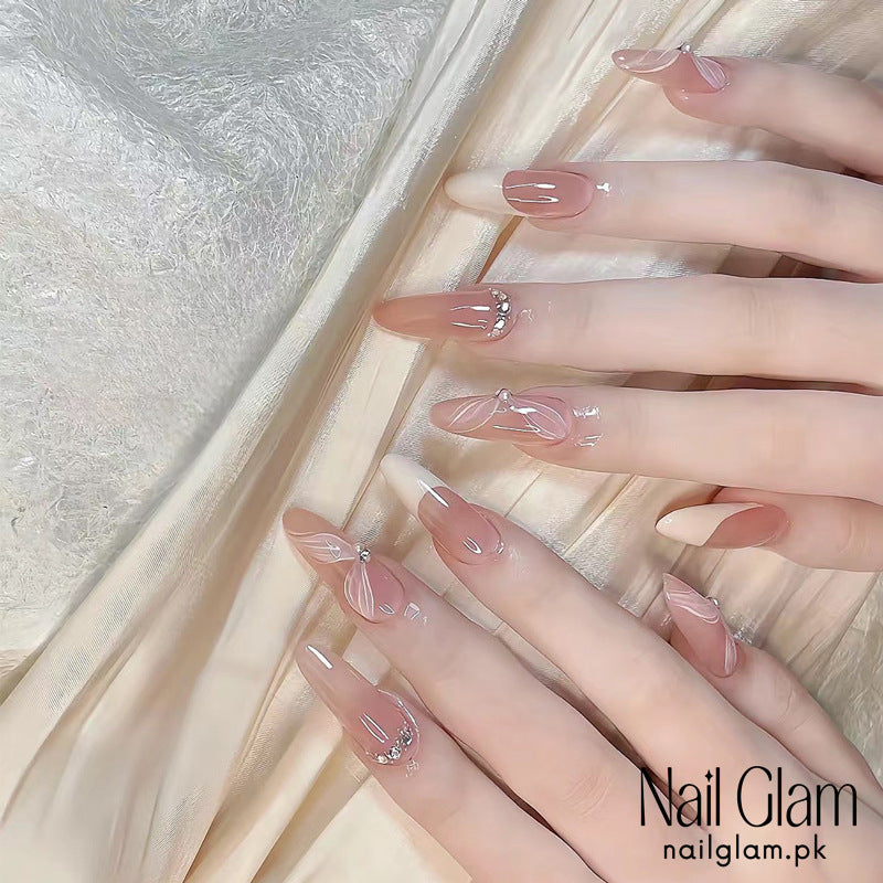 Nail Glam 436 - Pink Cloud Veil (30Pcs) - Application Kit Included