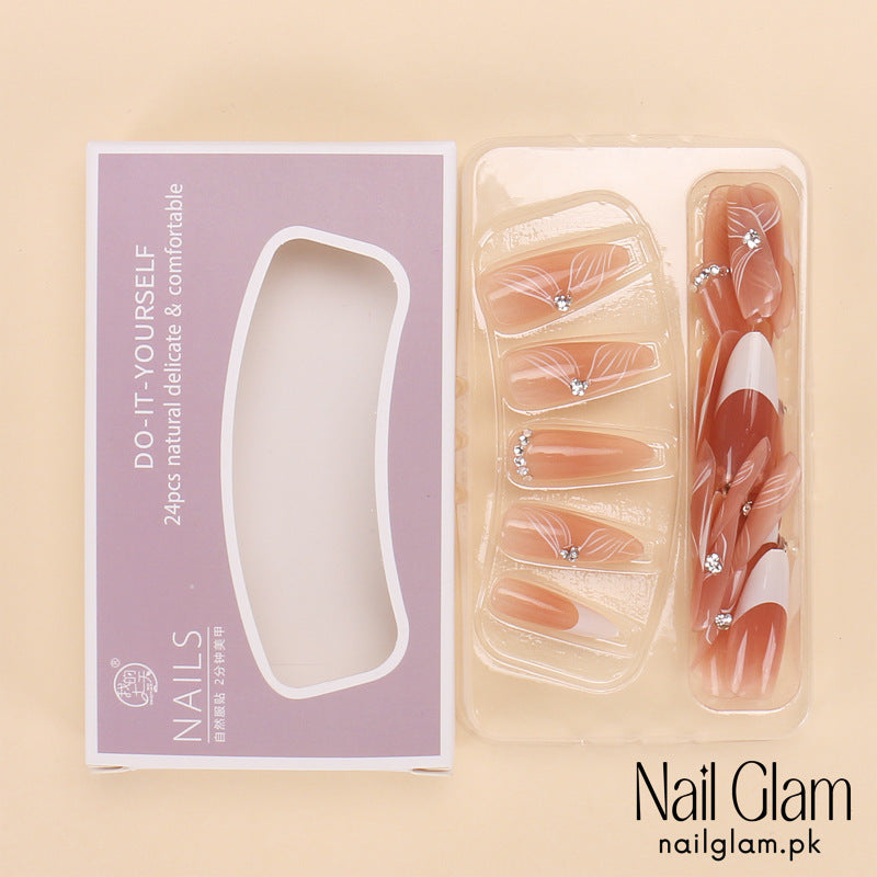 Nail Glam 436 - Pink Cloud Veil (30Pcs) - Application Kit Included