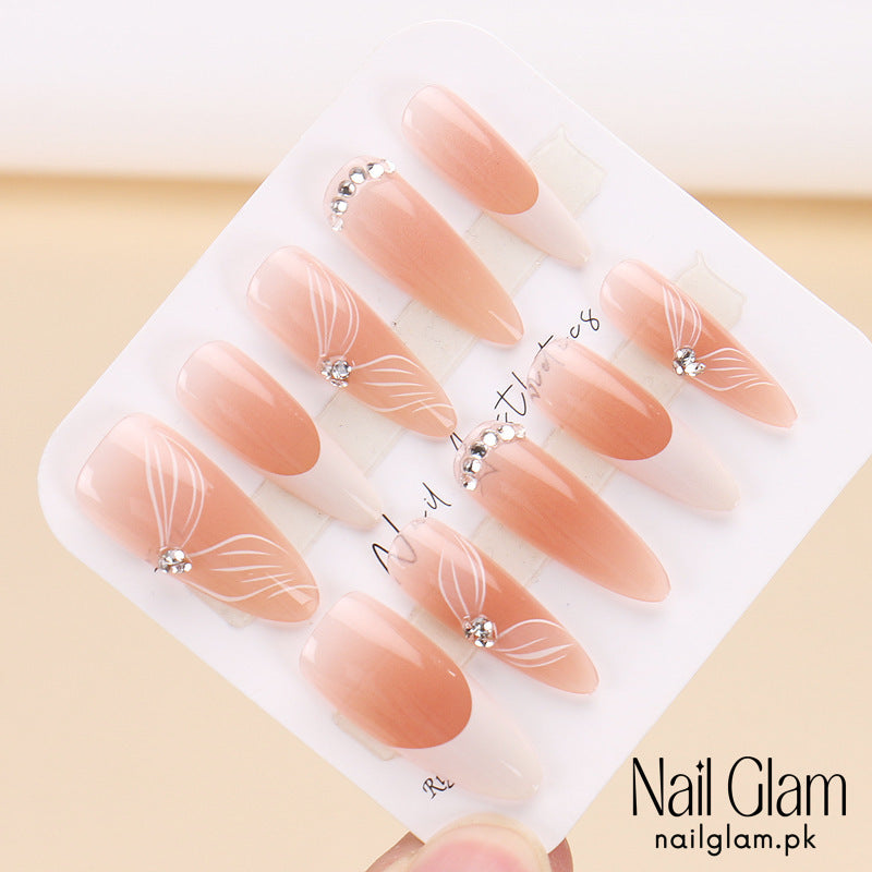 Nail Glam 436 - Pink Cloud Veil (30Pcs) - Application Kit Included