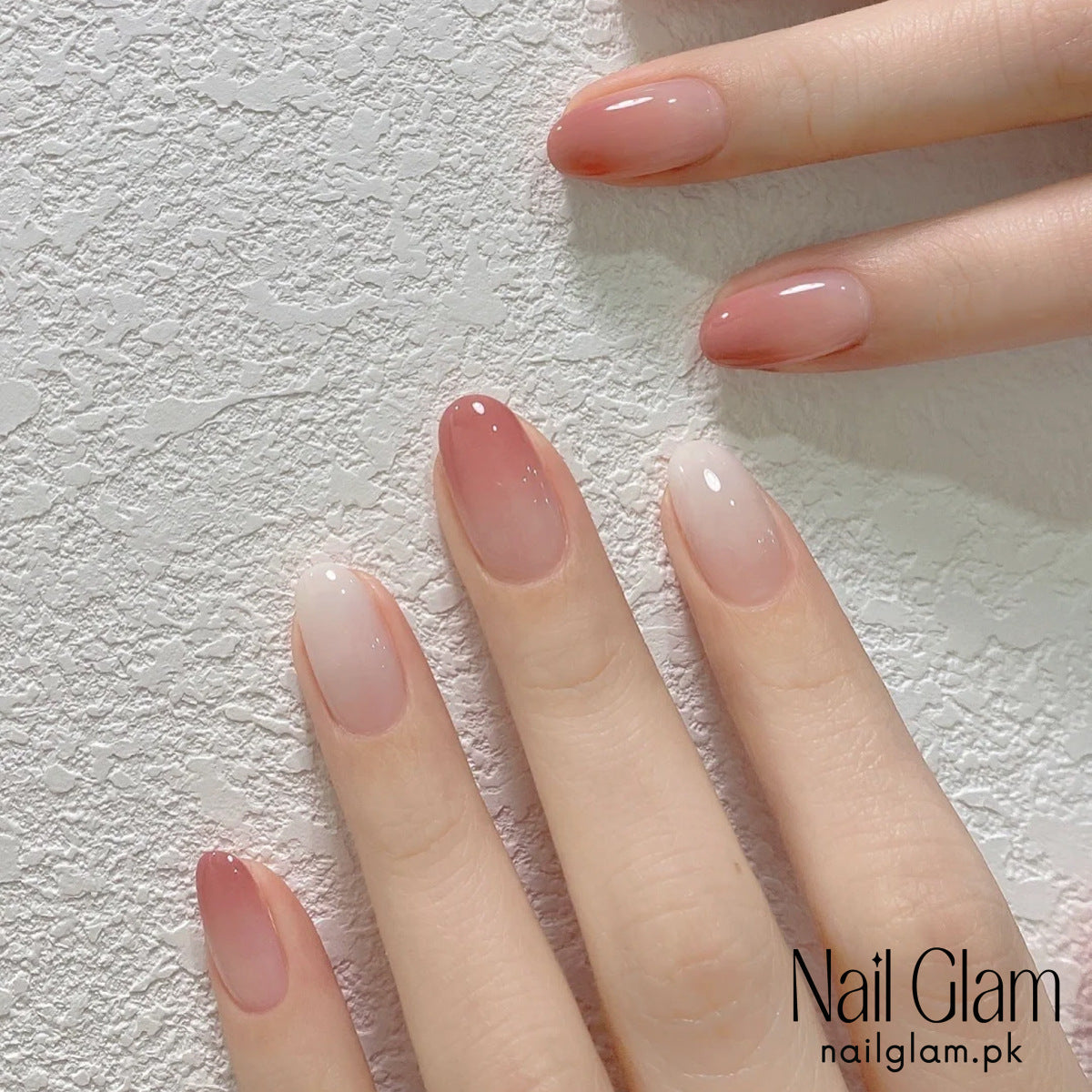 Nail Glam 438 - Natural Gradient (30Pcs) - Application Kit Included