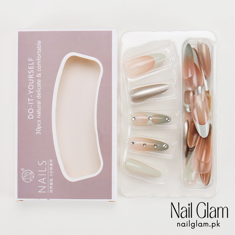 Nail Glam 439 - Gradient and Pearl Embellishments (30Pcs) - Application Kit Included
