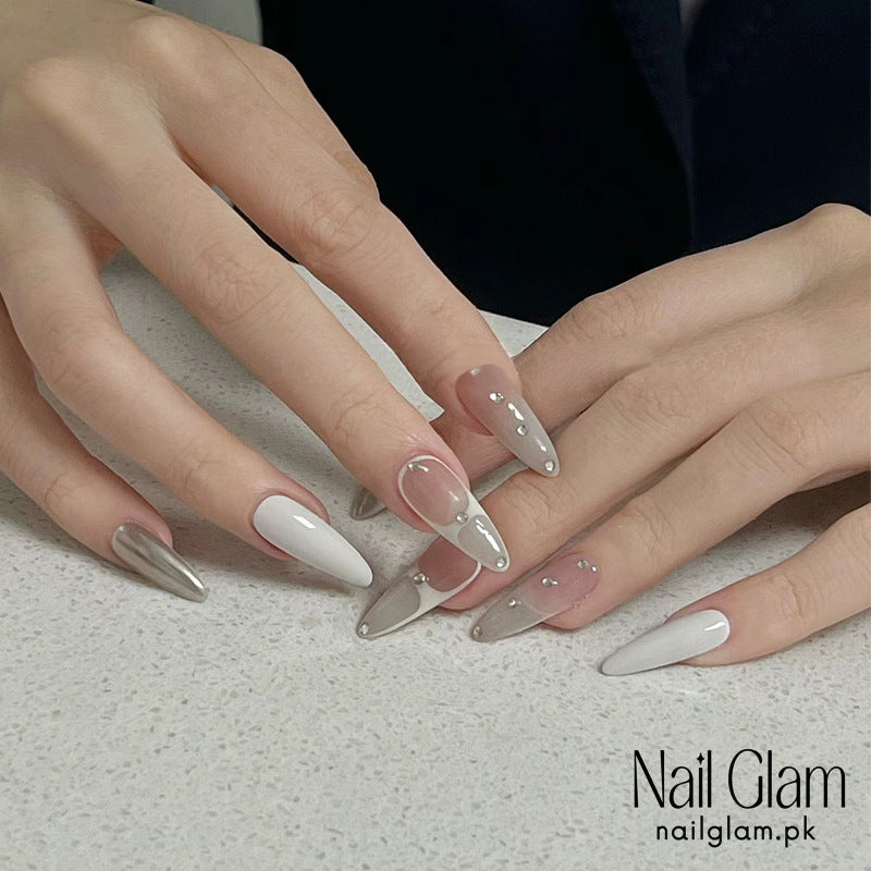 Nail Glam 439 - Gradient and Pearl Embellishments (30Pcs) - Application Kit Included