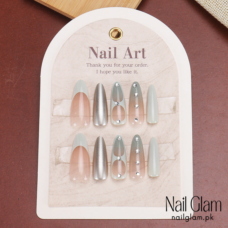 Nail Glam 439 - Gradient and Pearl Embellishments (30Pcs) - Application Kit Included