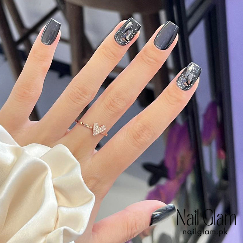 Nail Glam 440 - Starry Night Sky Design (30Pcs) - Application Kit Included