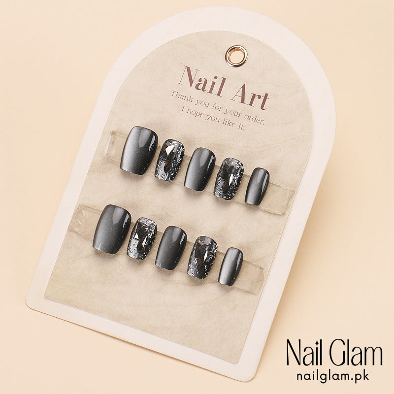 Nail Glam 440 - Starry Night Sky Design (30Pcs) - Application Kit Included