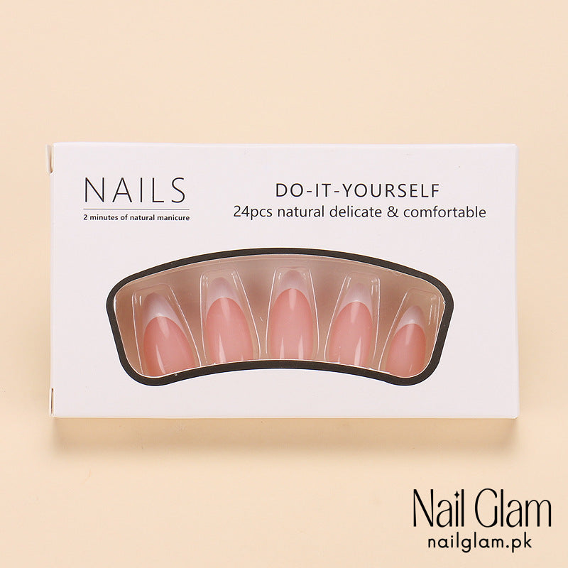 Nail Glam 442 - Nude Elegance (24Pcs) - Application Kit Included